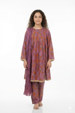 Girls formal clothes | Purple & Multicolor | Formal 3 Piece Suit  | Cotton Shamray | GDD-03138
