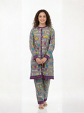 Girls Summer Clothes | Grey & Multicolor | Casual 2 Piece Suit | Cotton Lawn Printed | GAC-03123