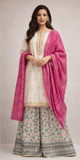 Girls formal clothes | Fawn & Multicolor | Formal 3 Piece Suit | Viscose Chambray Silk | GDD-02855