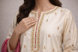 Girls formal clothes | Fawn & Multicolor | Formal 3 Piece Suit | Viscose Chambray Silk | GDD-02855