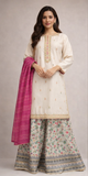 Girls formal clothes | Fawn & Multicolor | Formal 3 Piece Suit | Viscose Chambray Silk | GDD-02855