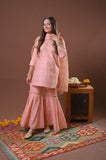 Girls formal clothes | Peach & Gold | Formal 3 Piece Suit  | Viscose Chambray Katan | GDD-03252