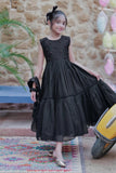 Ladies formal dress | Black & Gold | formal 3 Piece suit | Viscose Chambray Katan | KDD-03095