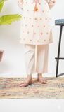 Kids Eid Dress | Peach/MultiColor | Casual 2 Piece Suit | Cotton Plain Cambric | KAC-03265
