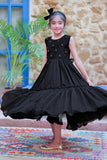 Ladies formal dress | Black & Gold | formal 3 Piece suit | Viscose Chambray Katan | KDD-03095