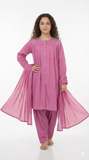 Girls Summer clothes | Purple | Casual 3 Piece Suit  | Cotton Dobby Self | GAD-02795
