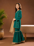 Kids formal clothes | T.Green / Gold | Formal 3 Piece Suit | Viscose Raw Silk | KDD-03432