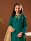 Kids formal clothes | T.Green / Gold | Formal 3 Piece Suit | Viscose Raw Silk | KDD-03432