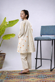 Kids Eid Dress | Peach/MultiColor | Casual 2 Piece Suit | Cotton Plain Cambric | KAC-03265