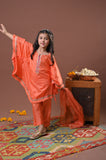 Kids formal clothes | Orange & Gold | Formal 3 Piece Suit | Polyester Tussar Silk | KDD-03221