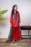 Kids formal clothes | Red & Gold | Formal 3 Piece Suit | Polyester Tussar Silk | KDD-03225