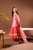 Kids formal clothes | Peach & Dark Pink | Formal 3 Piece Suit | Polyester Tussar Silk | KDD-03220