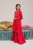GDD-02429 | Red & Gold | Formal 3 Piece Suit | Banarsi Jacquard