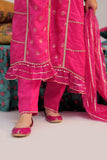 GDD-02430 | Tea Pink & Gold | Formal 3 Piece Suit | Banarsi Jacquard
