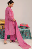 LBD-02567 | Shocking Pink & Gold | Casual plus 3 Piece Suit  | Cotton Yarn dyed Jacquard