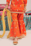 KDD-02405 | Orange & Multicolor | Formal 3 Piece Suit | Banarsi Masuri Digital Print