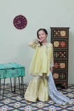 KDD-02093 | Yellow & Silver | Formal 3 Piece Suit| Banarsi Chiffon