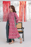 LBD-02569 | Shocking Pink & Multicolor | Casual 3 Piece Suit  | Cotton Emboss Print
