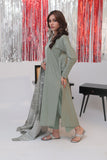LBD-02586 | Green & Silver | Casual plus 3 Piece Suit  | Cotton Jacquard Dobby