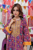 LBD-02533 | Purple & Gold | Casual Plus 3 Piece Suit  | Cotton Gold Print Lawn