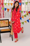 GBD-02604 | Red & Gold | Casual Plus 3 Piece Suit  | Viscose Cotton Dobby Jacquard