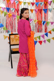 GBD-02556 | Shocking Pink & Multicolor | Casual Plus 3 Piece Suit  | Cotton Gold Print Lawn