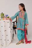 KBD-02553 | Turquoise Green & Multicolor | Casual Plus 3 Piece Suit | Cotton Gold Printed Lawn