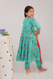 KBD-02552 | Turquoise Green & Multicolor | Casual Plus 3 Piece Suit | Cotton Gold Printed Lawn