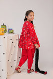 KAD-02542 | Red & Multicolor | Casual 3 Piece Suit | Cotton Cambric