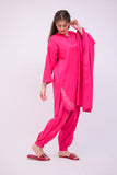 GAD-02736 | Shocking Pink | Casual 3 Piece Suit | Cotton Self Dobby