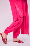 GAD-02736 | Shocking Pink | Casual 3 Piece Suit | Cotton Self Dobby