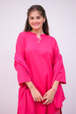 GAD-02736 | Shocking Pink | Casual 3 Piece Suit | Cotton Self Dobby