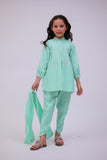 KAD-02733 | Sea Green | Casual 3 Piece Suit | Cotton Self Dobby