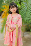 Kids formal clothes | Tea Pink & Gold | Formal 3 Piece Suit | Banarsi Masuri | KDD-03159