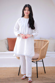 GAC-02348 | White | Casual 2 Piece Suit  | Cotton Dobby