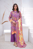 LAD-02474 | Purple & Multicolor | Casual 3 Piece Suit | Marina Printed Fabric