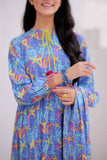 GAD-02477 | Blue & Multicolor | Casual  3 Piece Suit | Marina Fabric Printed