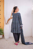 GAD-02475 | Dark Grey & Multicolor | Casual 3 Piece Suit | Marina Fabric Printed