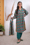 GAD-02469 | Turquoise Green & Multicolor | Casual 3 Piece Suit | Khaddar Printed