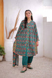 GAD-02469 | Turquoise Green & Multicolor | Casual 3 Piece Suit | Khaddar Printed