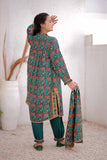 GAD-02469 | Turquoise Green & Multicolor | Casual 3 Piece Suit | Khaddar Printed