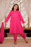 GAD-02510 | Shocking Pink  | Casual 3 Piece Suit |  Karandi