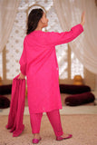 GAD-02510 | Shocking Pink  | Casual 3 Piece Suit |  Karandi