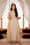 GDD-02371 | Fawn & Multicolor | Formal  3 Piece Suit | Fancy Fabric Crinkle Multic Zari