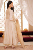 GDD-02371 | Fawn & Multicolor | Formal  3 Piece Suit | Fancy Fabric Crinkle Multic Zari
