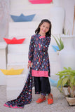 KAD-02480 | Black & Multicolor | Casual 3 Piece Suit | Marina Fabric Printed