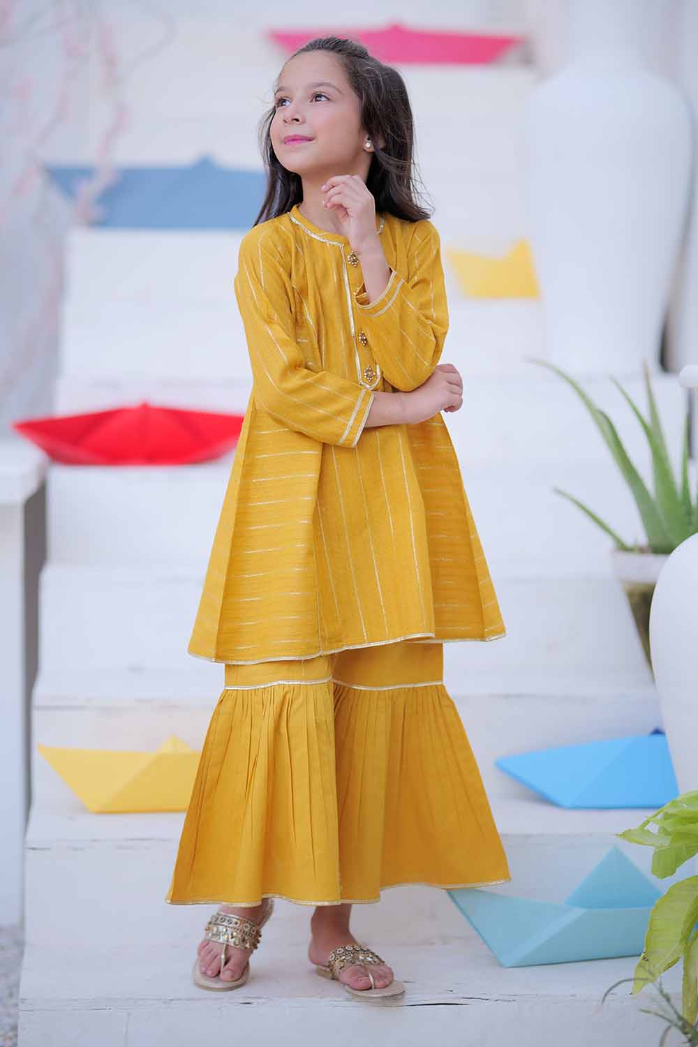 KAC-02465 | Yellow | Casual 2 Piece Suit | Karandi Fabric