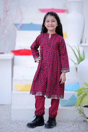 KAD-02471 | Shocking Pink & Black | Casual 3 Piece Suit | Khaddar Printed