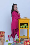 KBD-02821 | Shocking Pink & Gold | Casual Plus 3 Piece Suit | Viscose Self Dobby