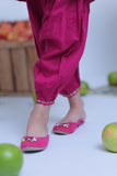 KBD-02821 | Shocking Pink & Gold | Casual Plus 3 Piece Suit | Viscose Self Dobby